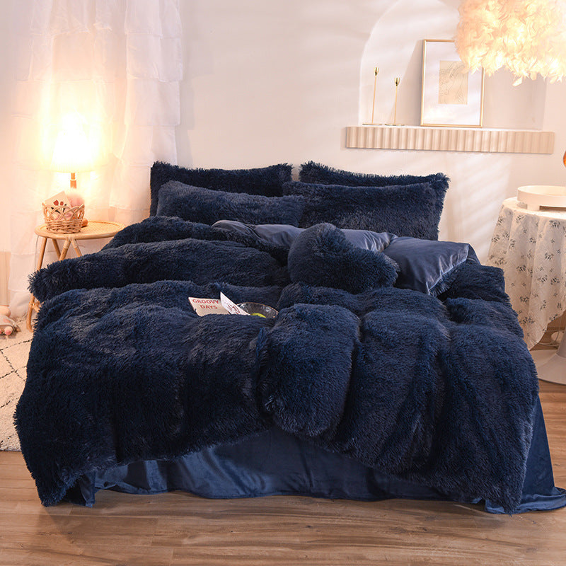 Luxury Thick Fleece Duvet Cover Queen King Winter Warm Bed Quilt Cover