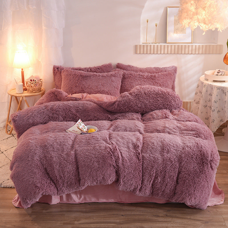 Luxury Thick Fleece Duvet Cover Queen King Winter Warm Bed Quilt Cover