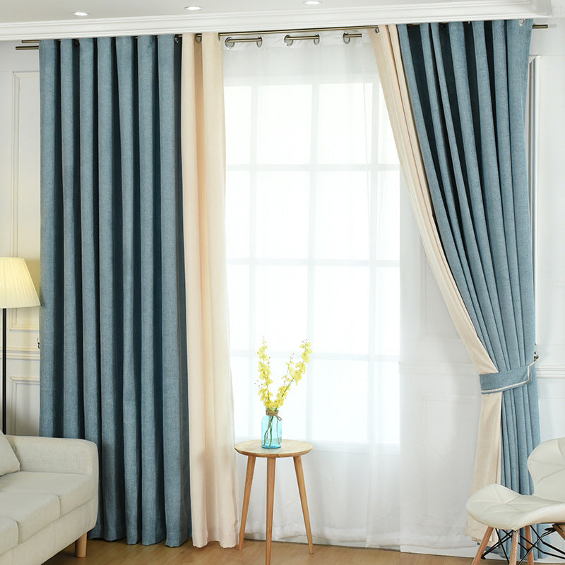 Factory direct stitching simple solid chenille curtain high