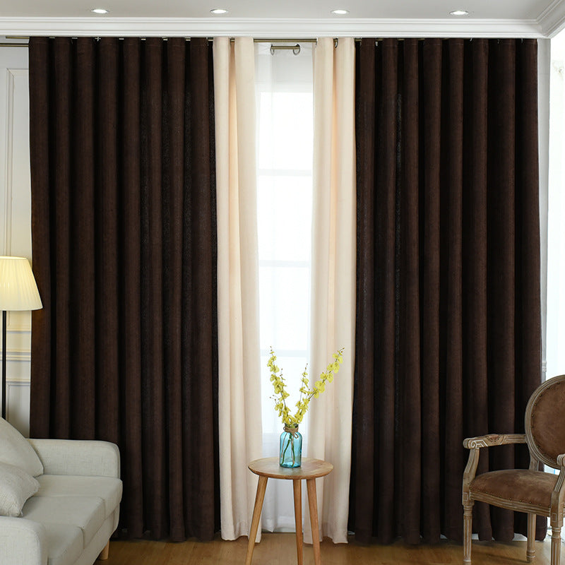 Factory direct stitching simple solid chenille curtain high