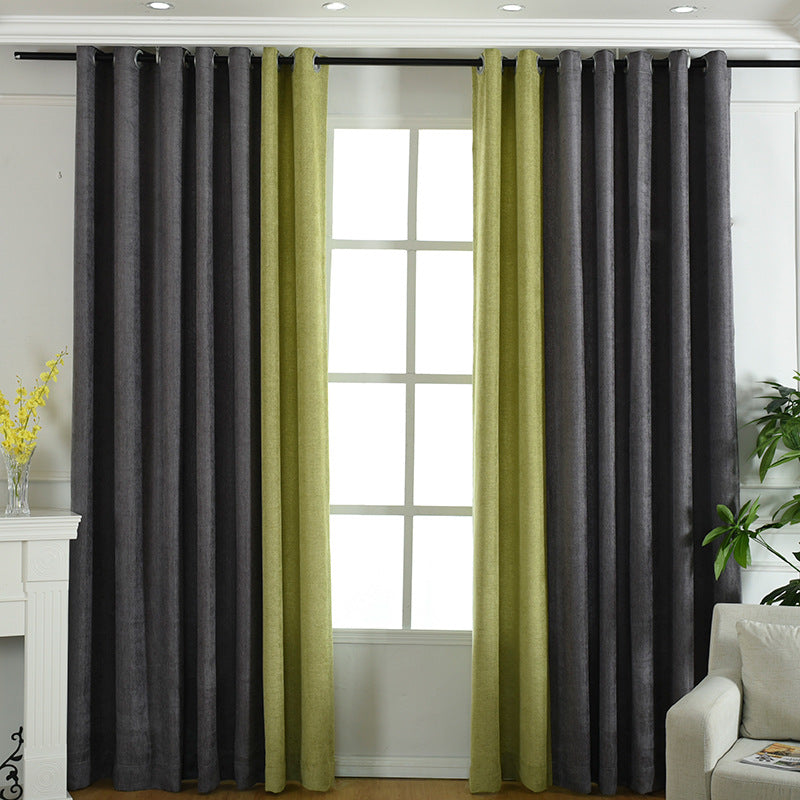 Factory direct stitching simple solid chenille curtain high