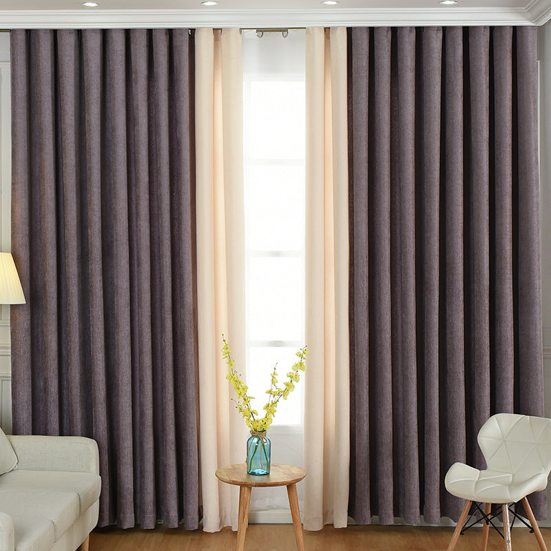 Factory direct stitching simple solid chenille curtain high