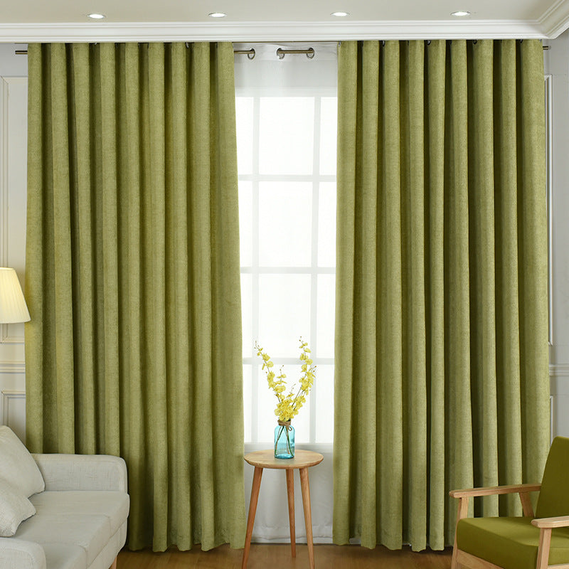 Factory direct stitching simple solid chenille curtain high