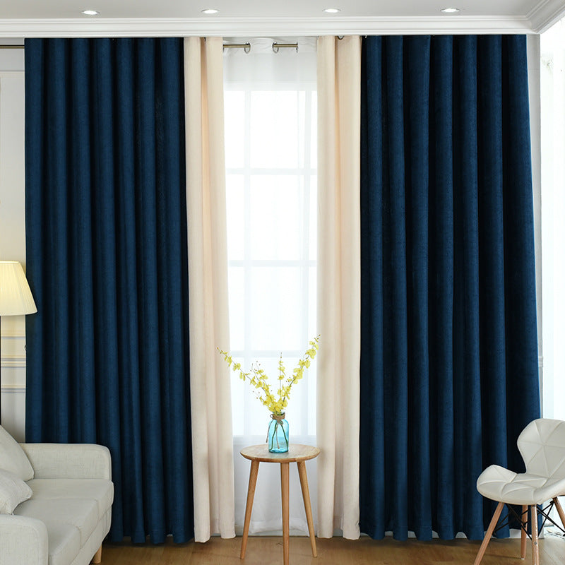 Factory direct stitching simple solid chenille curtain high