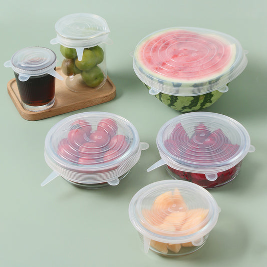 6 Pcs Food Silicone Cover Fresh-keeping Dish Stretchy Lid Cap