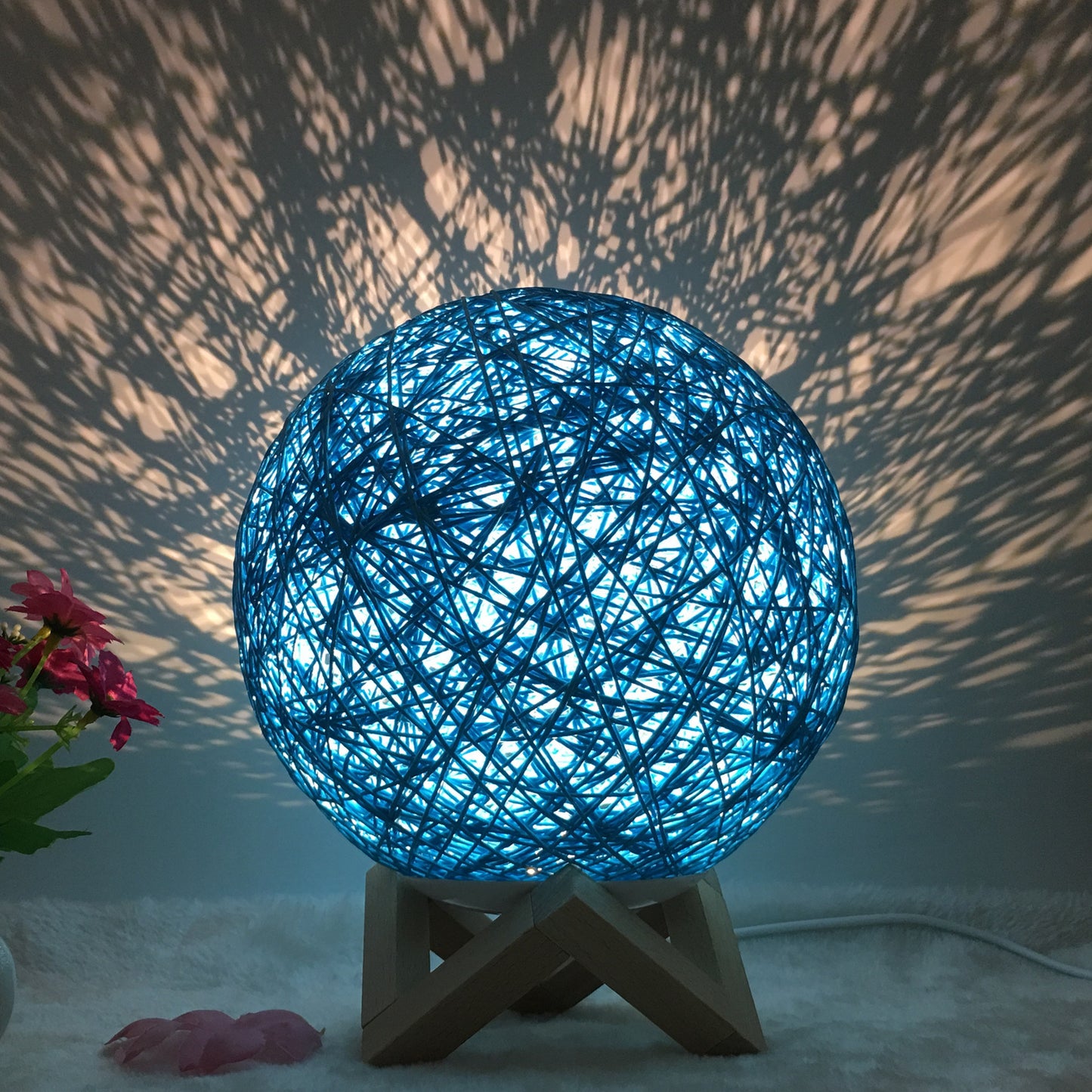 Creative Linen Table Lamp Rattan Ball Lamp