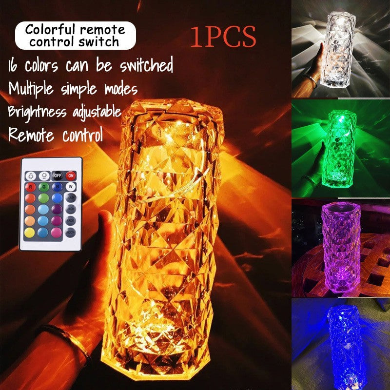 Romantic LED Rose Diamond Table Lamps For Living Room Lights