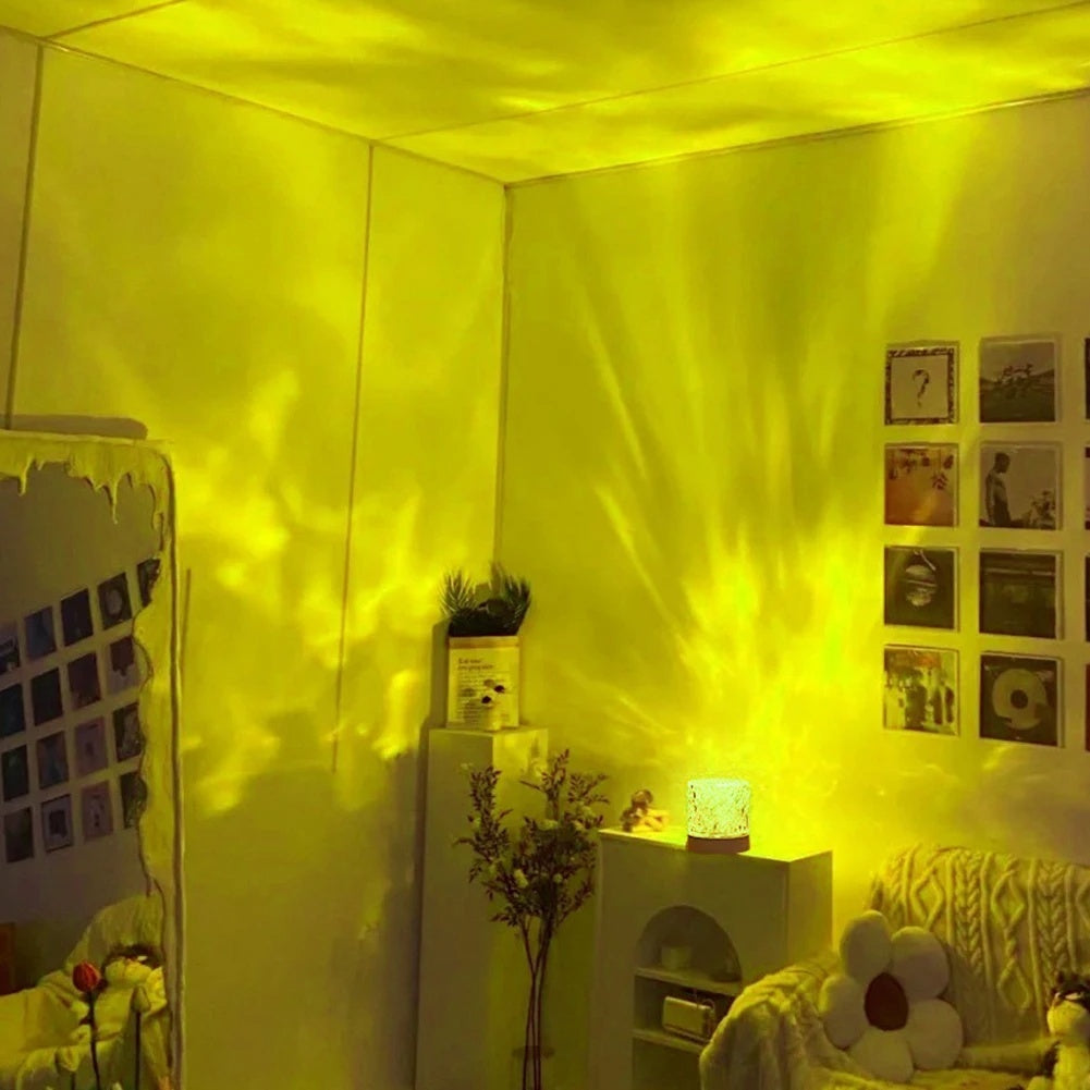 Crystal Lamp Water Ripple Projector Night Light Decoration Home