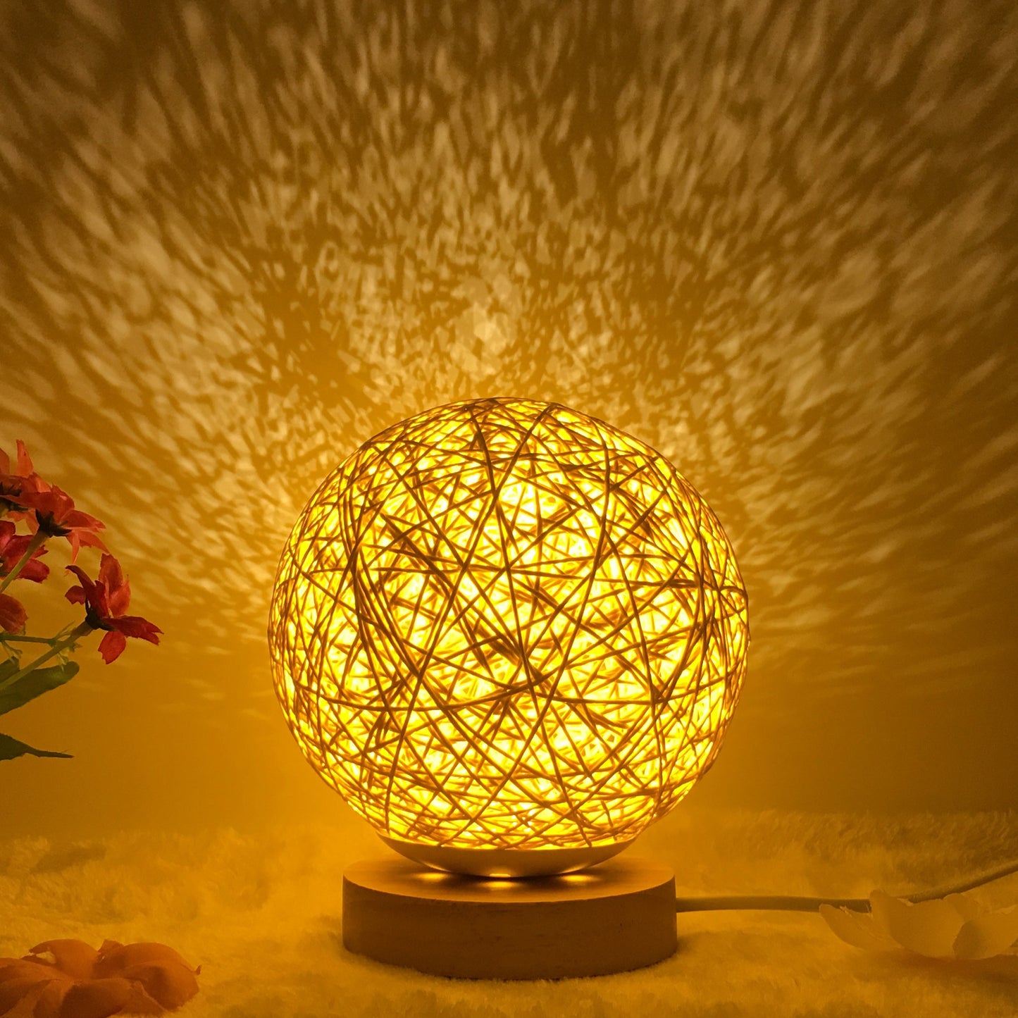 Creative Linen Table Lamp Rattan Ball Lamp