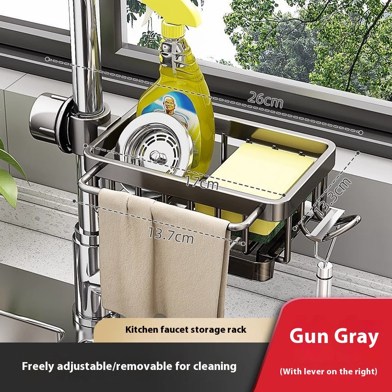 Kitchen Space Aluminum Sink Faucet Storage Rack Dishwasher