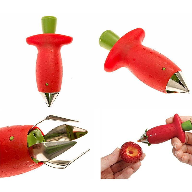 Strawberry Stem Remover Metal Plastic Fruit Leaf Remover
