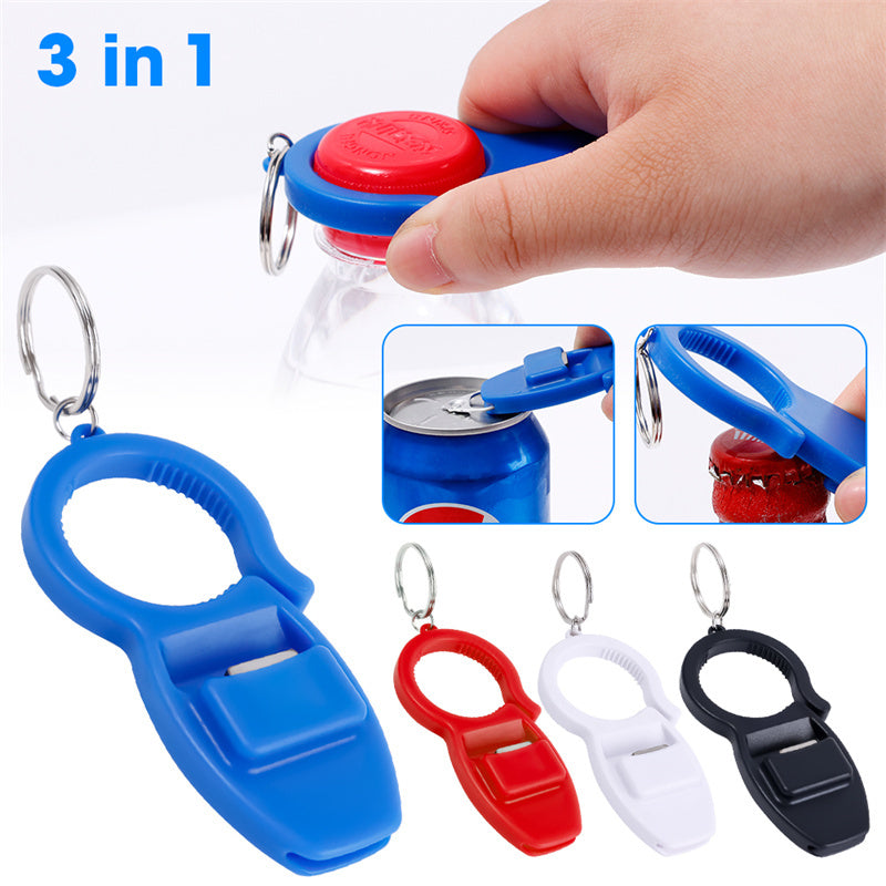 3 In 1 Multifunction Beer Can Opener Plastic Keychain