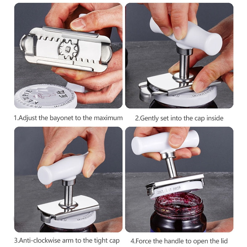 Adjustable Jar Opener Stainless Steel Lids Off Jar Opener