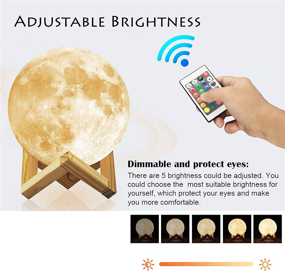 LED Night Lights Moon Lamp 3D Print Moonlight Timeable