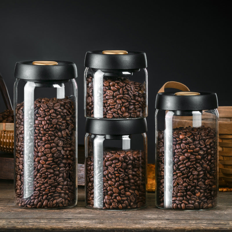 Vacuum Sealed Jug Set Black Coffee Beans Glass Kitchen Gadgets