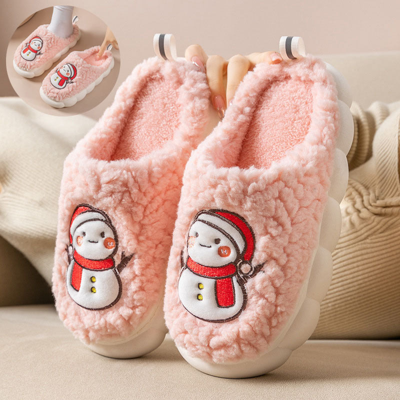 Cute Snowman Slippers Winter Indoor Household Warm Plush