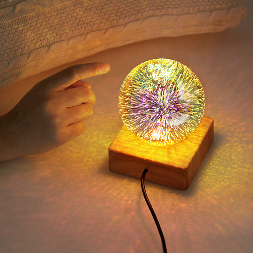 USB 3D Firework Crystals Ball Night Light  Plug In Romantic Star LED Night Light