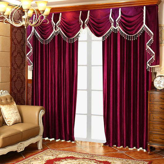 Luxury Festive Velvet Red Bedroom Living Room Blackout Curtains