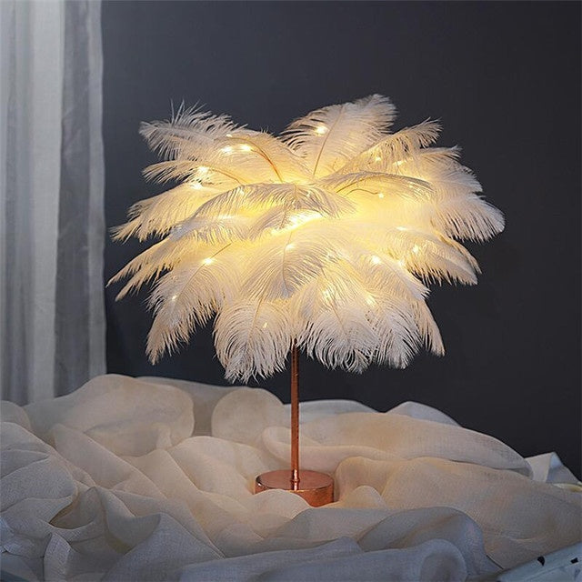 Feather Lamp Nordic Desk Lamp European-Style Bedroom Bedside