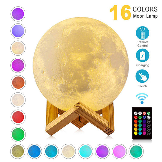 LED Night Lights Moon Lamp 3D Print Moonlight Timeable