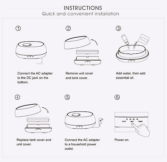 Aroma Diffuser 500ml Ultrasonic Air Humidifier Colorful Light