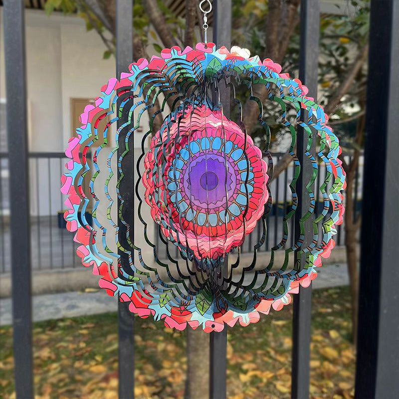 3D Rotating Wind Chimes Mandala Outdoor Garden