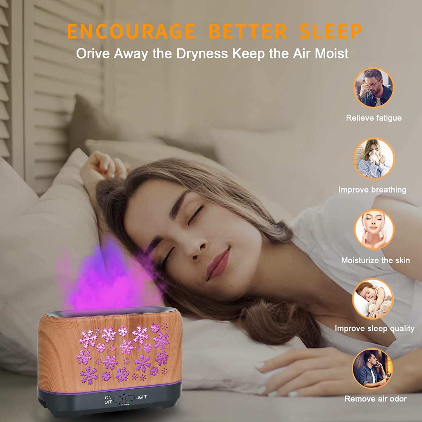 Snowflake Pattern Humidifier Household Colorful Aromatherapy