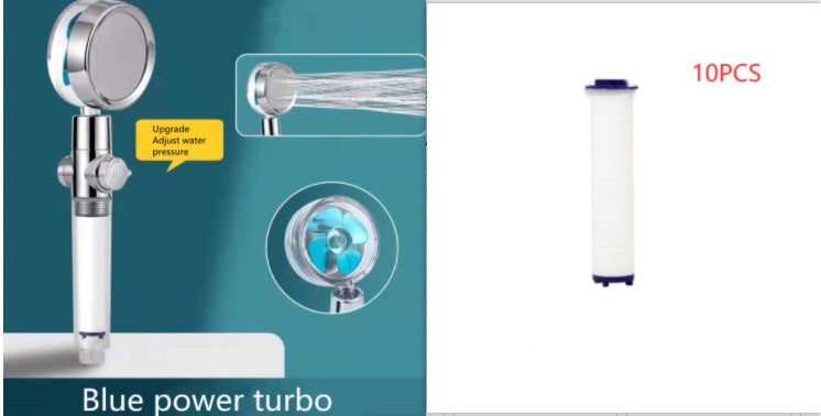 Shower Head Water Saving Flow 360 Degrees Rotating With Small Fan ABS