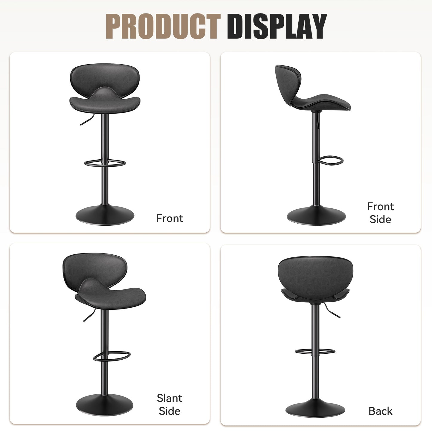 Nalupatio Modern Ergonomic Adjustable Bar Stools