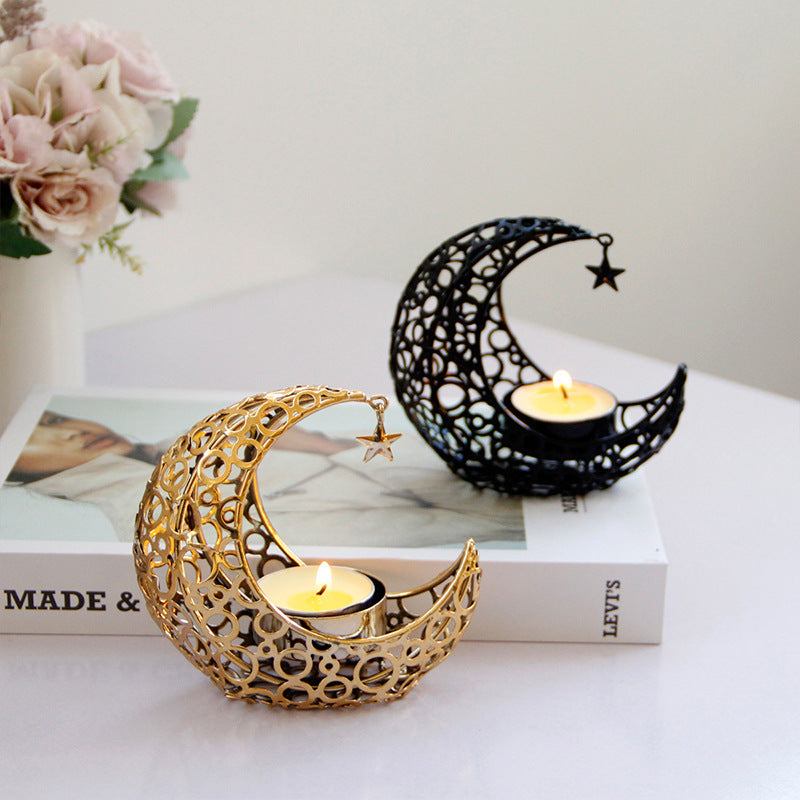 Light Luxury Crescent Moon Star Moon Candle Holder