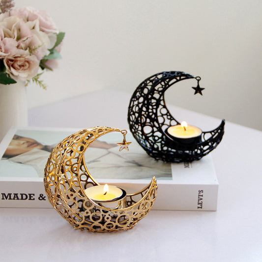 Light Luxury Crescent Moon Star Moon Candle Holder
