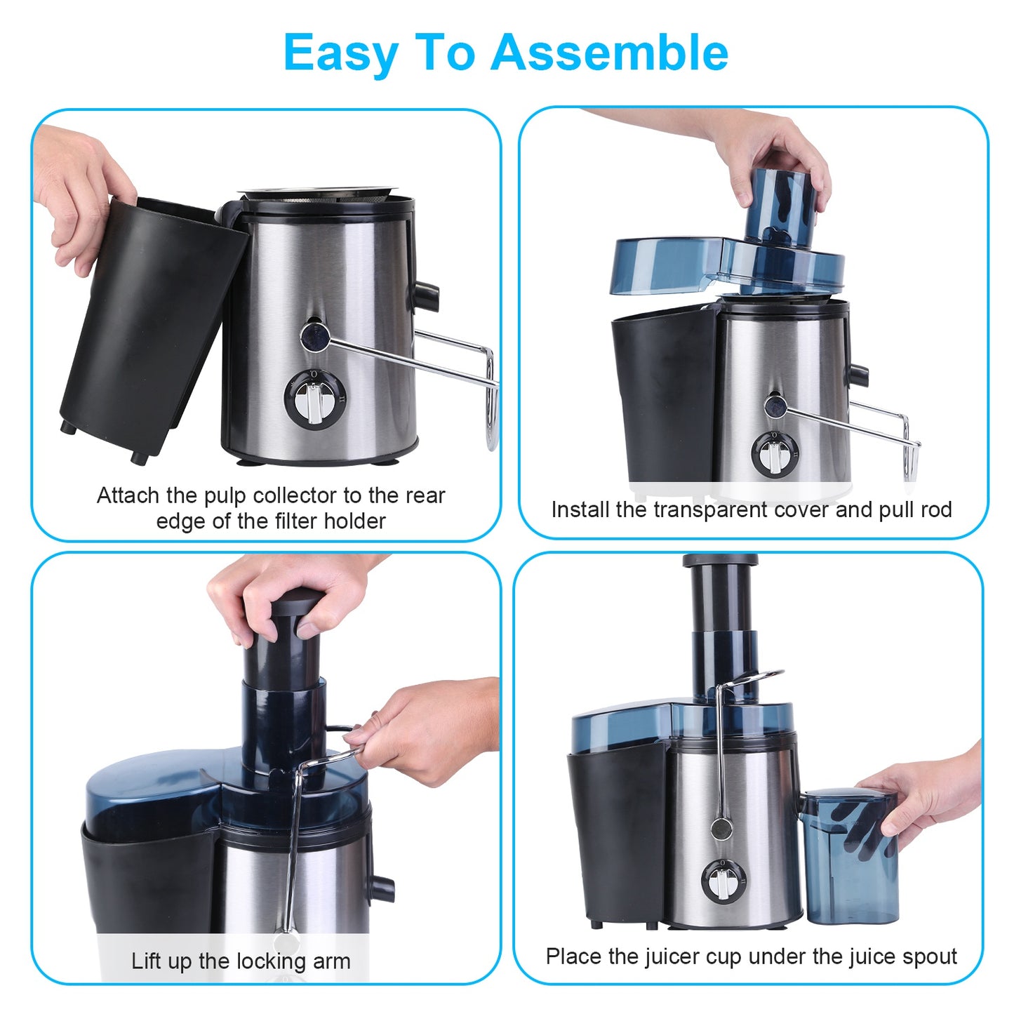 1Pc Centrifugal Juicer Juice Extractor With 2 Speeds 2.6in Wide Feed