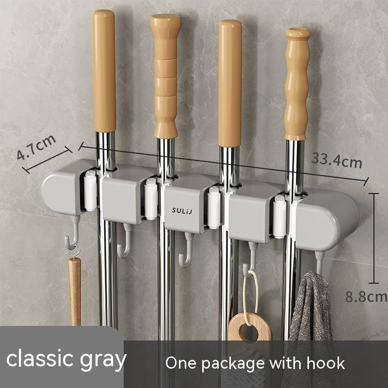 Mop Clip Hook Wall Hanging Free Punch Mop Rack