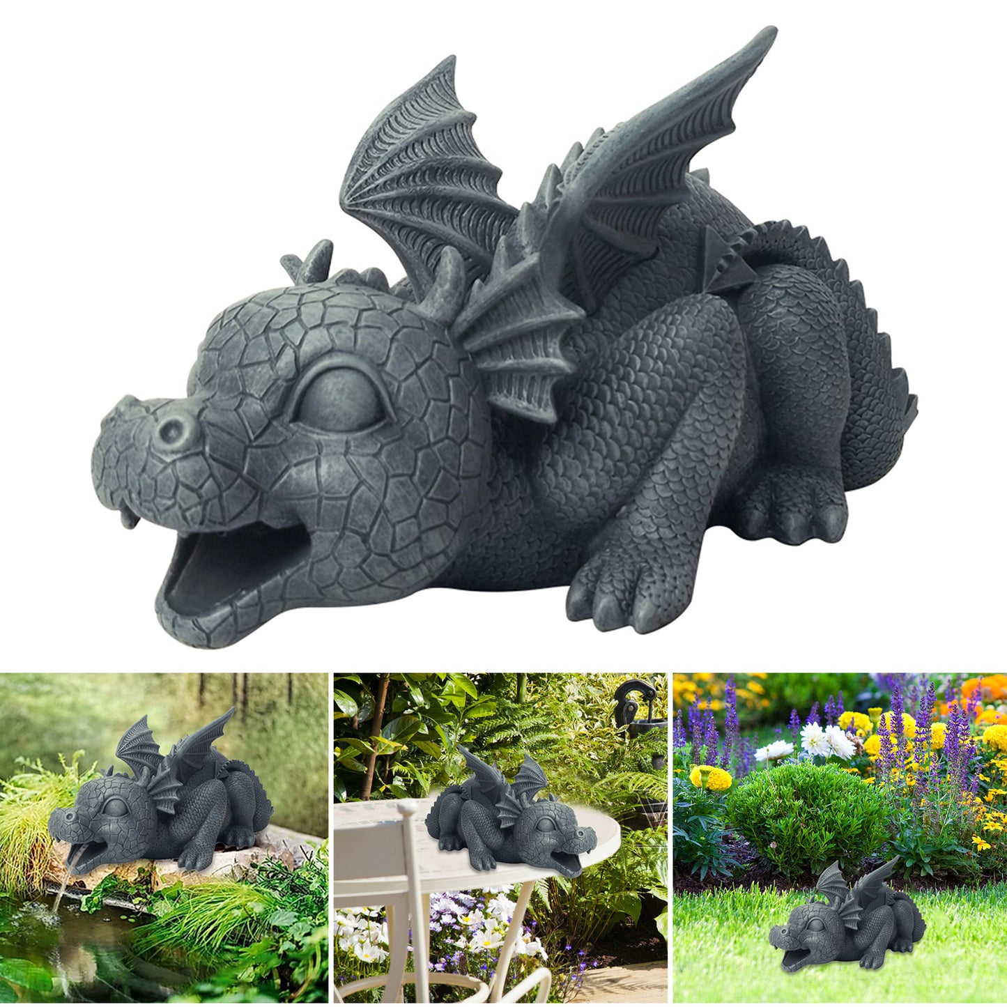 Creative Dinosaur Statue Cute Resin Crafts Fountain Ornament