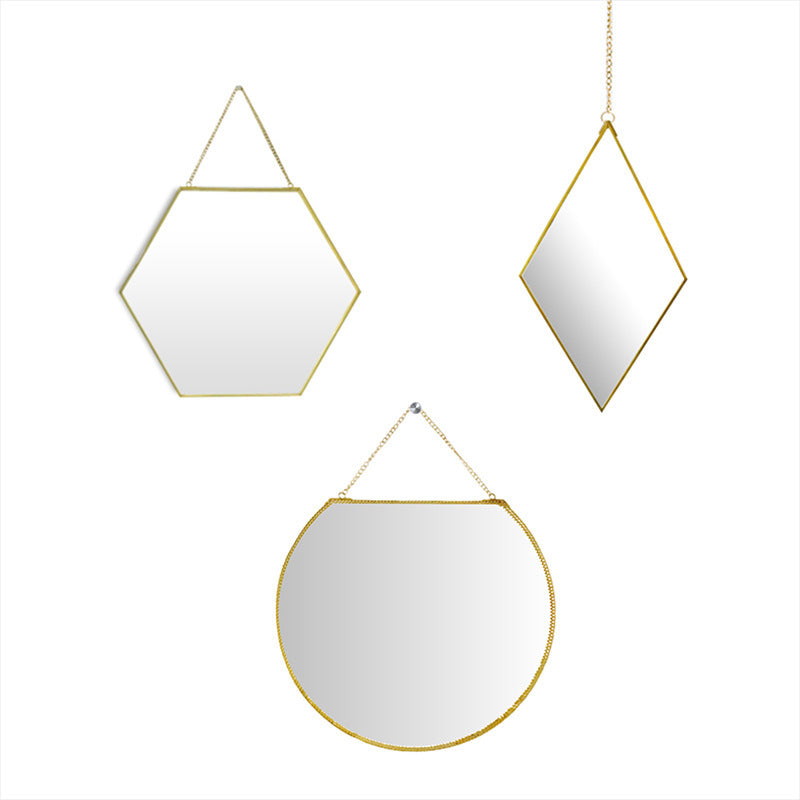 Brass Hexagonal Cosmetic Bathroom Mirror