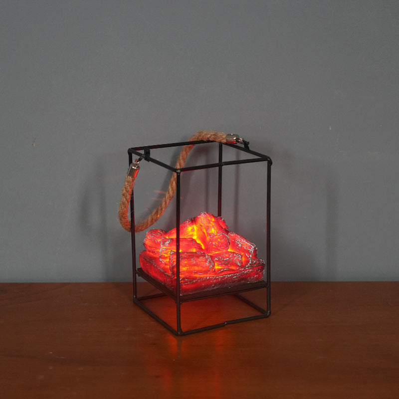 LED Flame Light Home Simulated Charcoal Fireplace Lamp