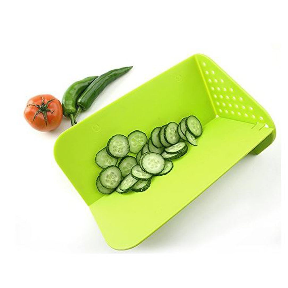 Plastic 2 in 1 Cutting Board and Drainer Foldable Chopping Mat