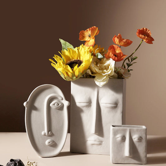 Nordic Creative Ceramic Vase Simple Face Decoration Bedroom