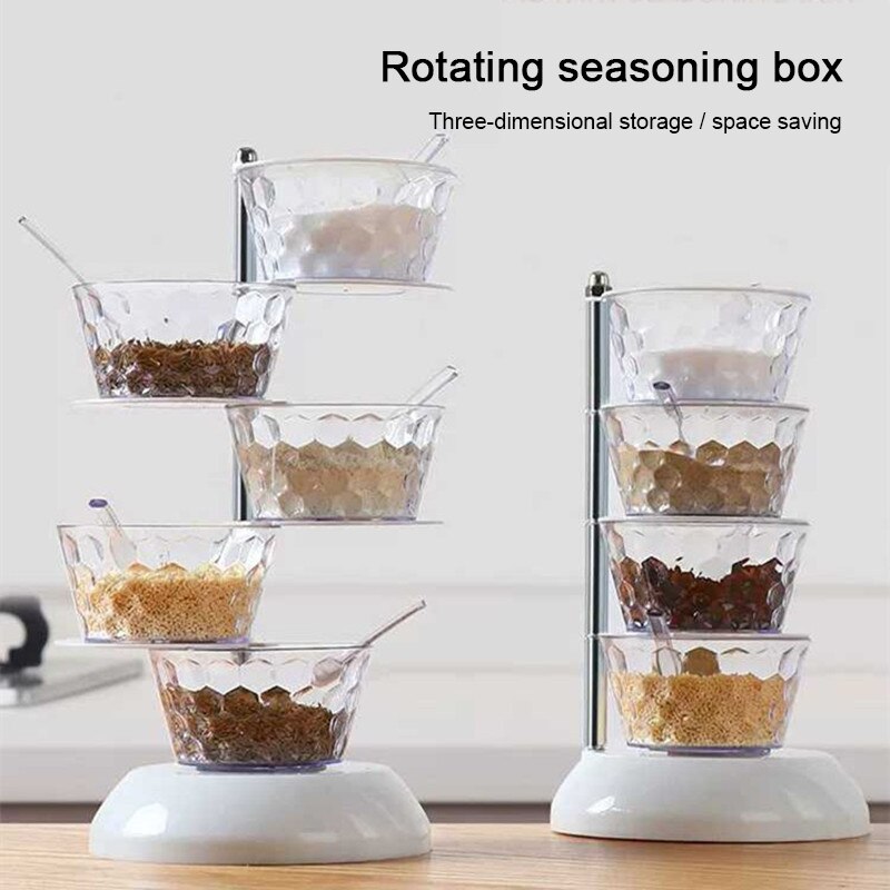Rotatable Multi-layer Vertical Seasoning Box Jars Home Kitchen