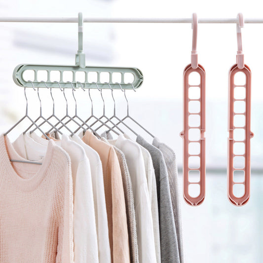 Nine-hole Seamless Folding Simple Storage Hanger For Bedroom