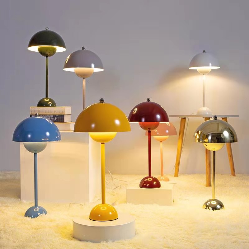 Charging Touch Bud Multi-color Bedroom Bedside Wrought Iron Mushroom Lamp