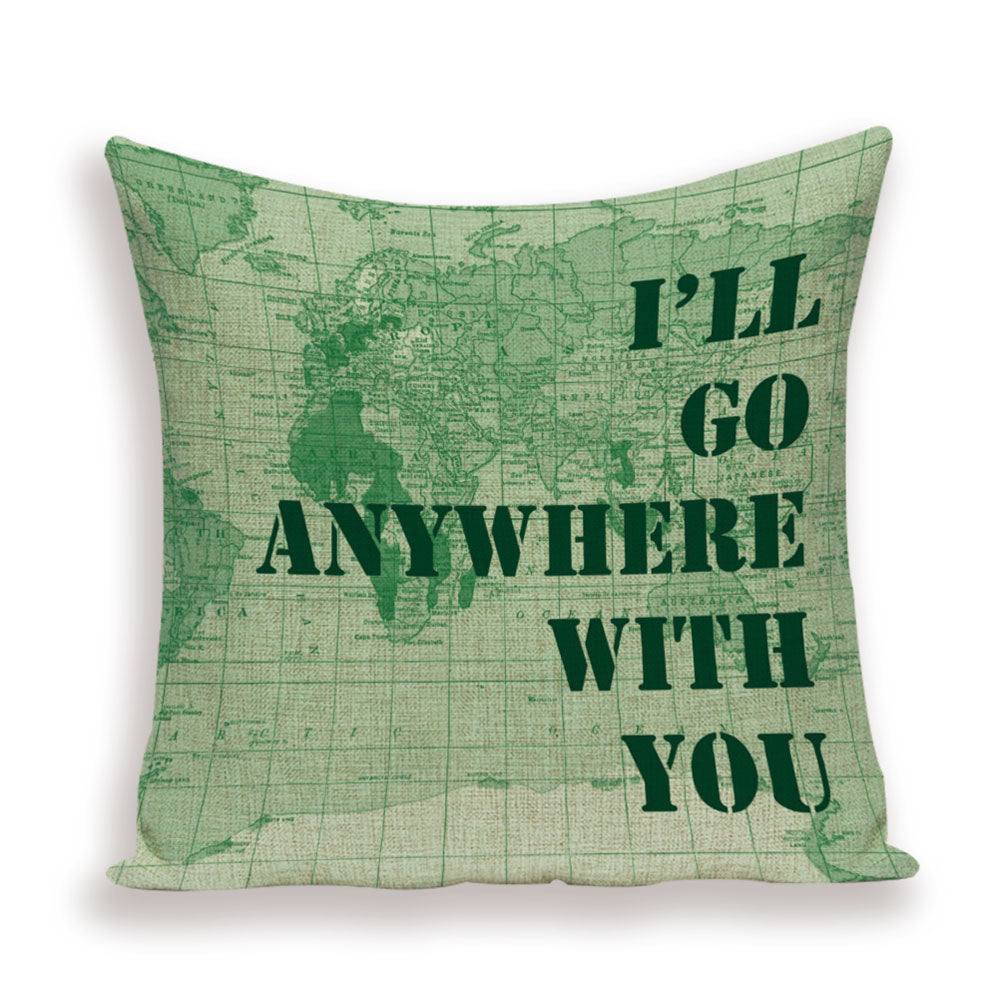 New Retro Toss Pillow Case European World Map Cushion Cover Seat