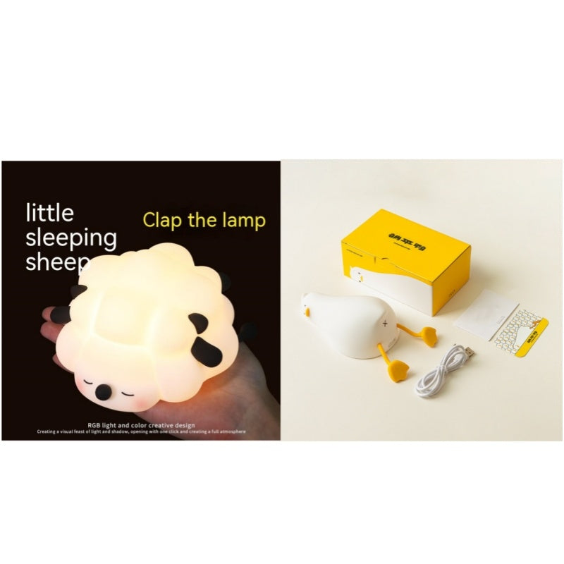 Cute Silicone Night Lights Sheep Cartoon Bedroom Lamp
