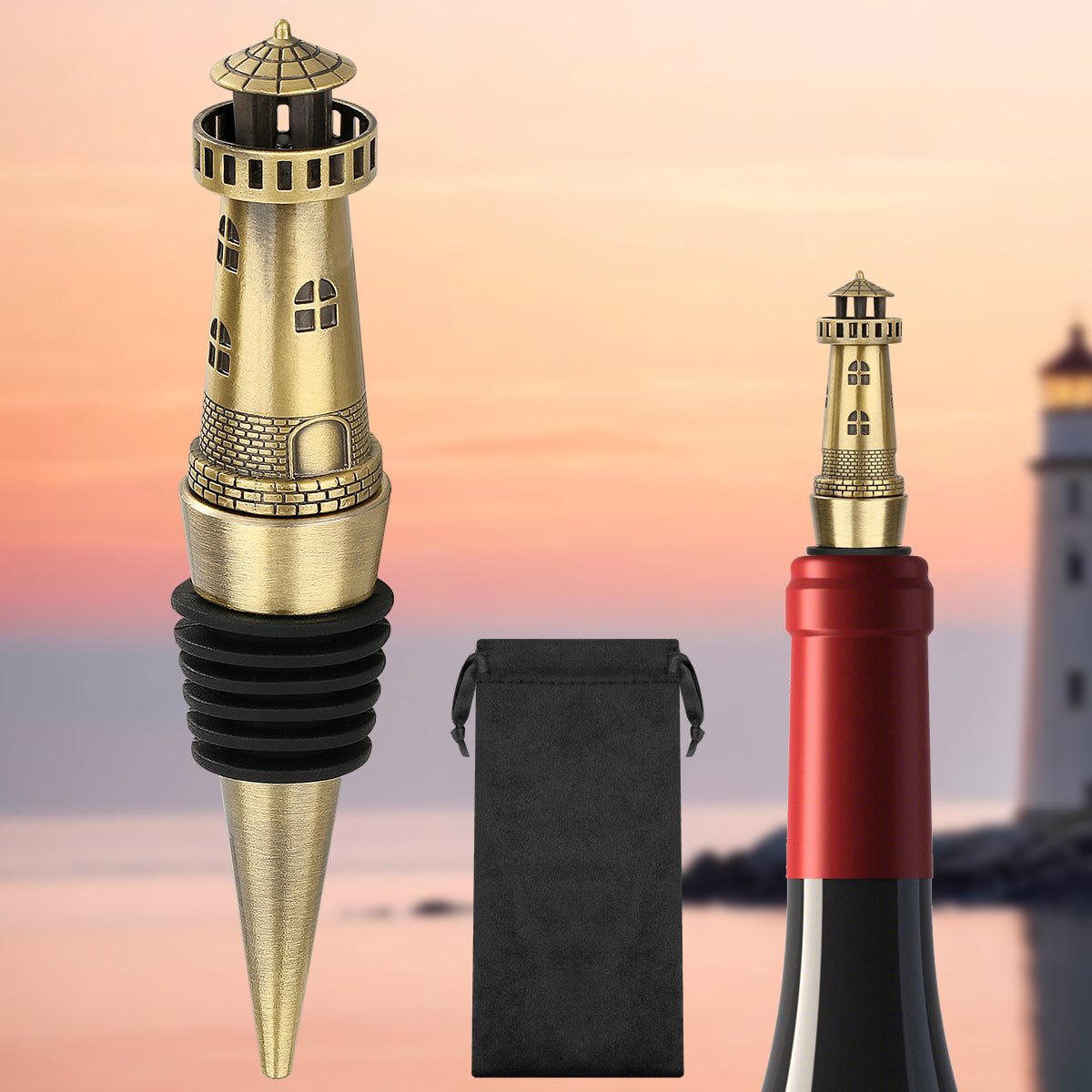 Creative Lighthouse Wine Stopper, Seals The Aroma Of Wine