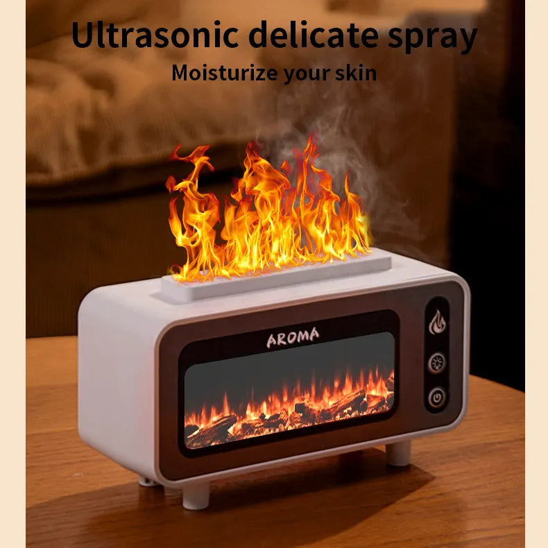 New Design Ultrasonic Flame Humidifier 200ml Simulated Fireplace