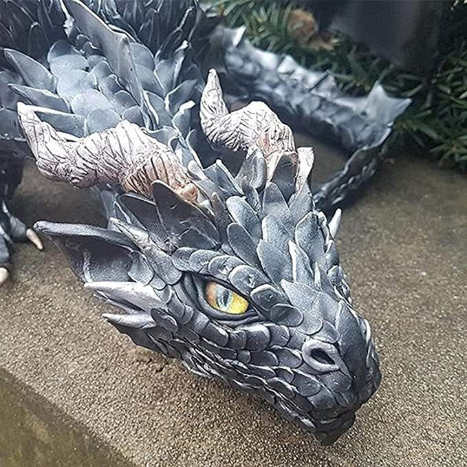 Garden Statue Big Squatting Dragon Sculpture Crafts Ornaments