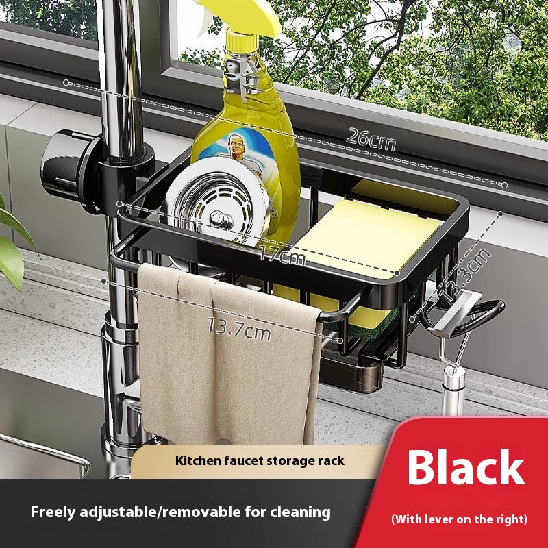 Kitchen Space Aluminum Sink Faucet Storage Rack Dishwasher