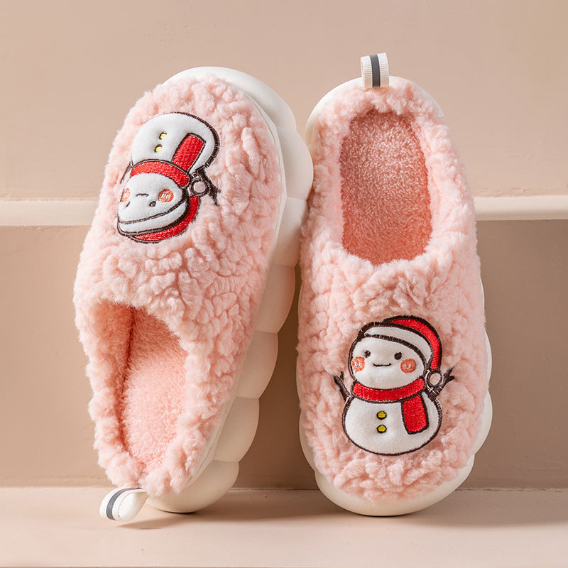 Cute Snowman Slippers Winter Indoor Household Warm Plush