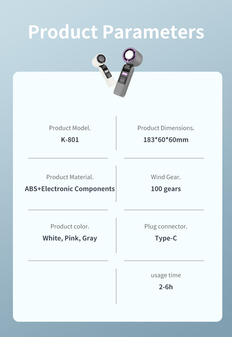 Portable Handheld Fan Speed Adjustable Turbo Mini Fan