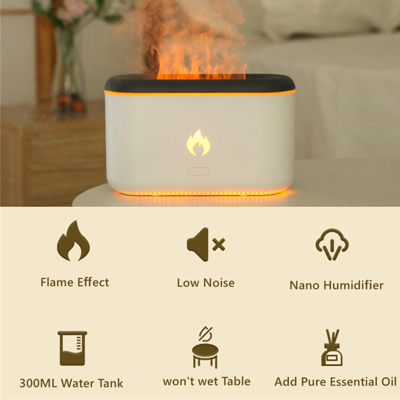 3D Flame Humidifier 300ML Ultrasonic Flame Aroma Diffuser
